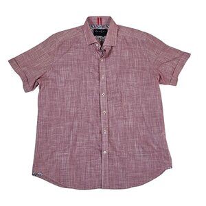 Robert Graham Checkered Short sleeve Shirt XL Red White Tailored Fit Cotton Line